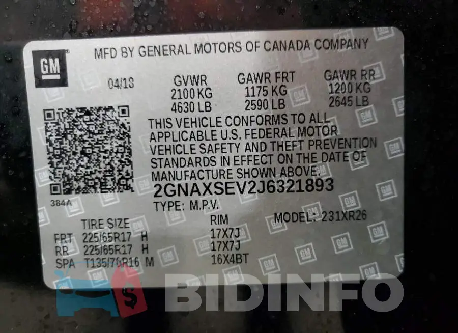 2GNAXSEV2J6321893 Photo# 13