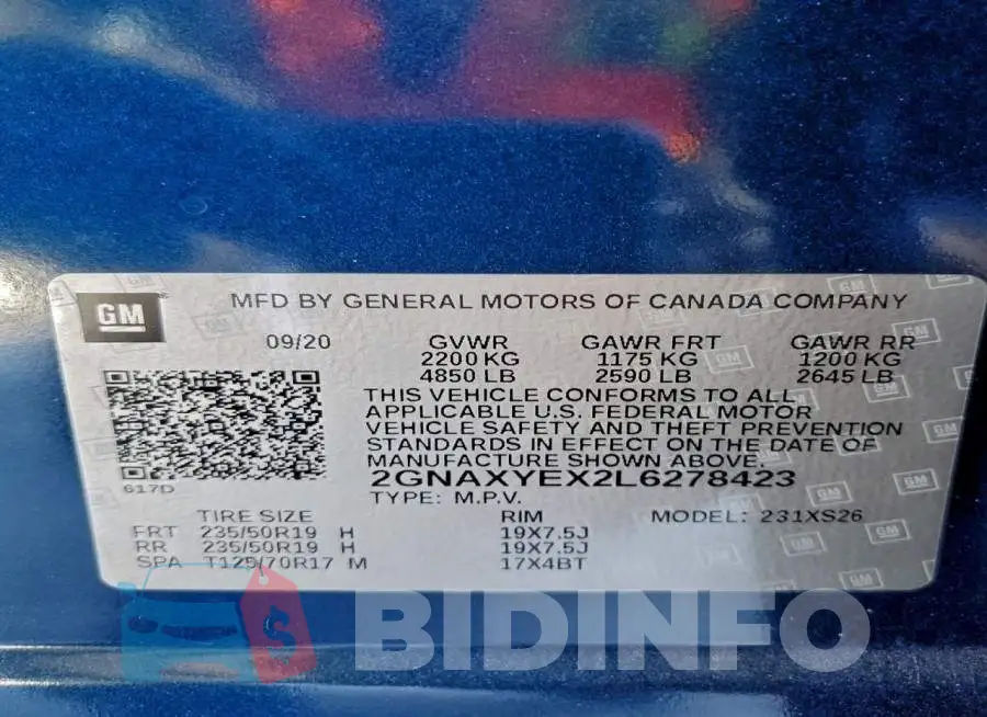 2GNAXYEX2L6278423 Photo# 12