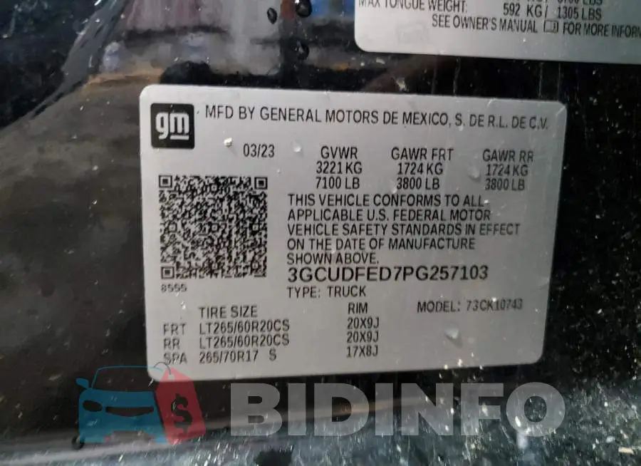 3GCUDFED7PG257103 Photo# 13