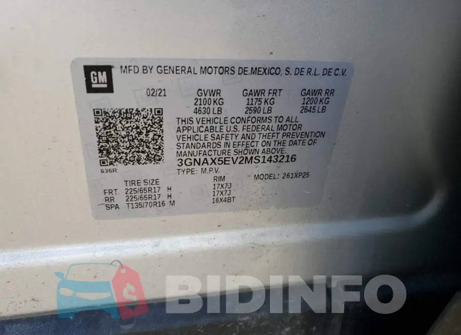 3GNAX5EV2MS143216 Photo# 13