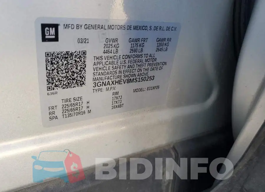 3GNAXHEV8MS150253 Photo# 13