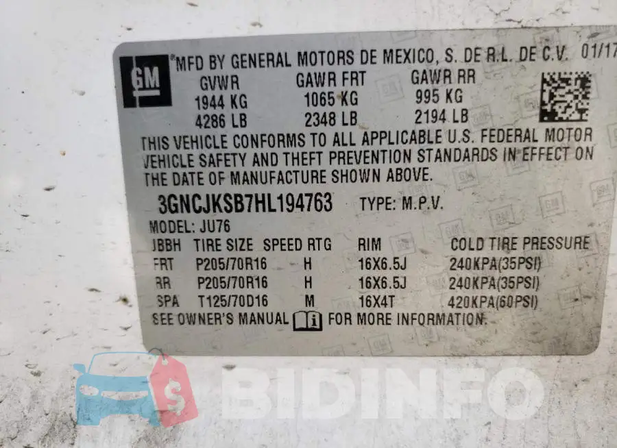 3GNCJKSB7HL194763 Photo# 14