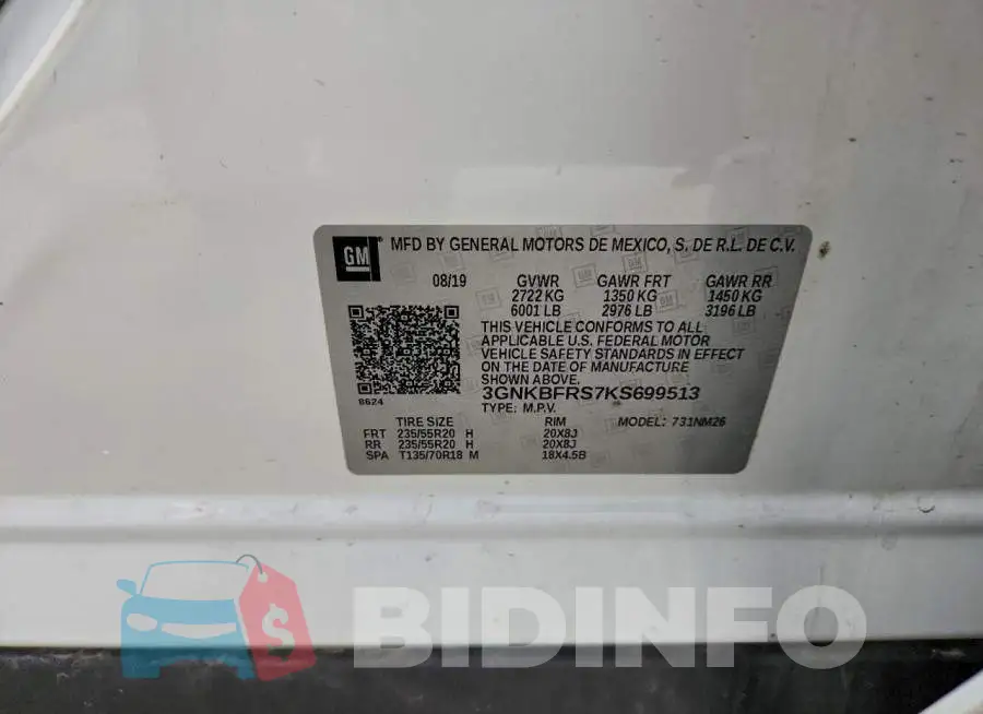 3GNKBFRS7KS699513 Photo# 13