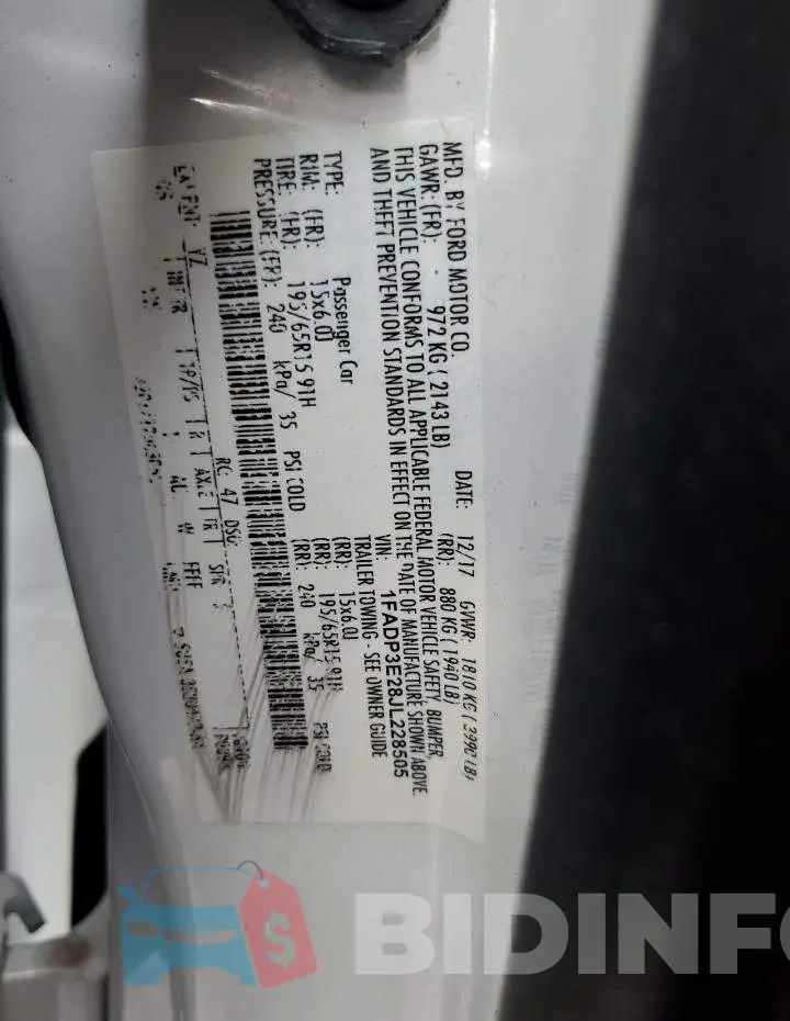 1FADP3E28JL228505 Photo# 12