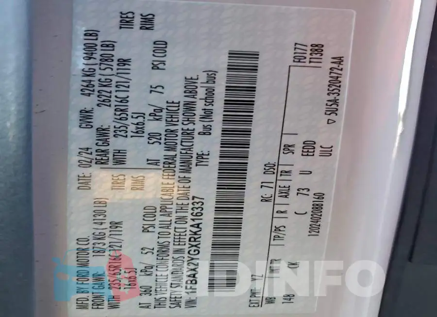 1FBAX2YGXRKA16337 Photo# 14