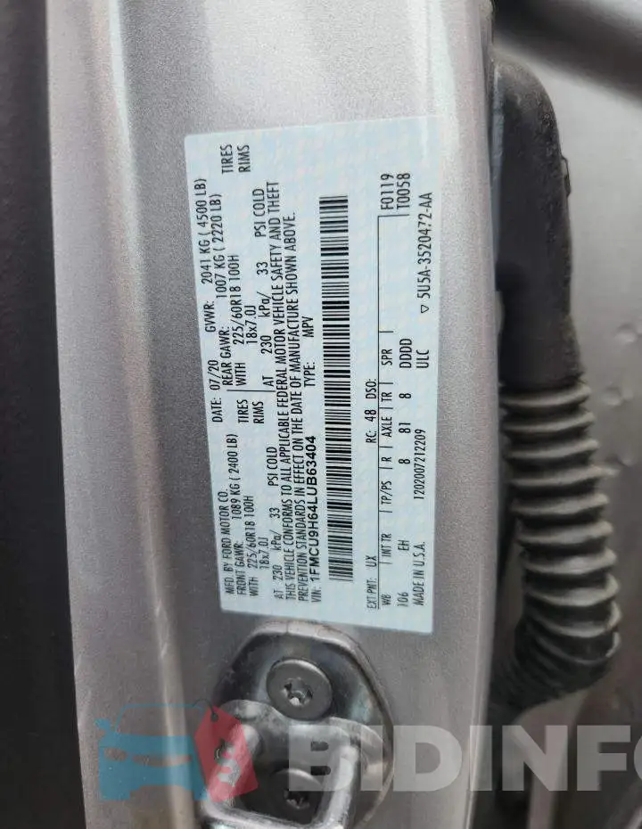1FMCU9H64LUB63404 Photo# 14