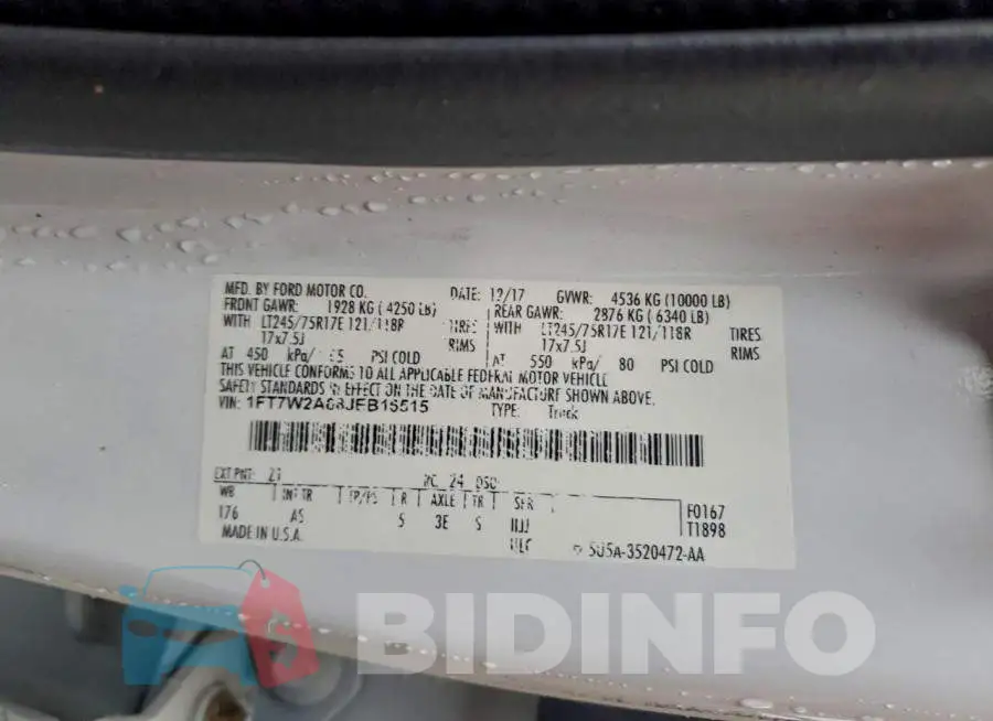 1FT7W2A68JEB16515 Photo# 12