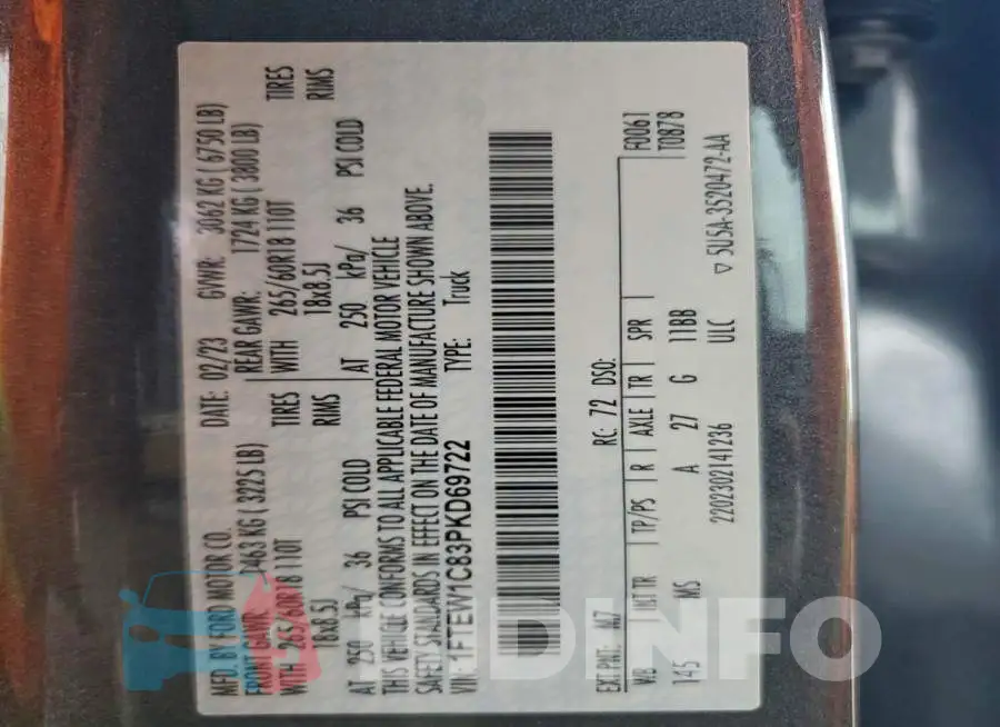 1FTEW1C83PKD69722 Photo# 14