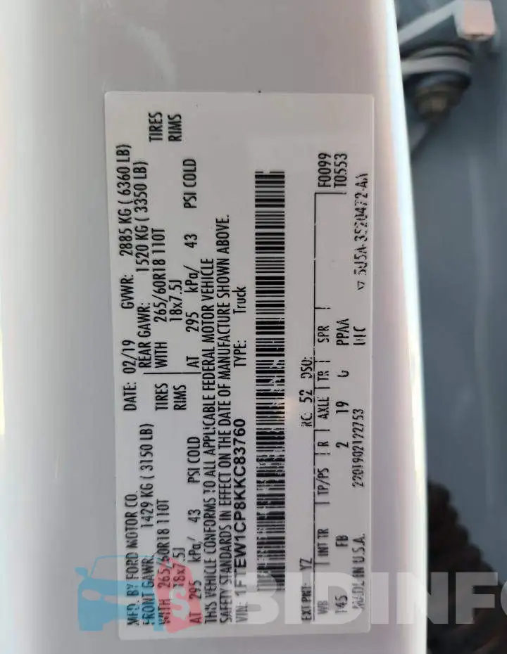 1FTEW1CP8KKC83760 Photo# 12