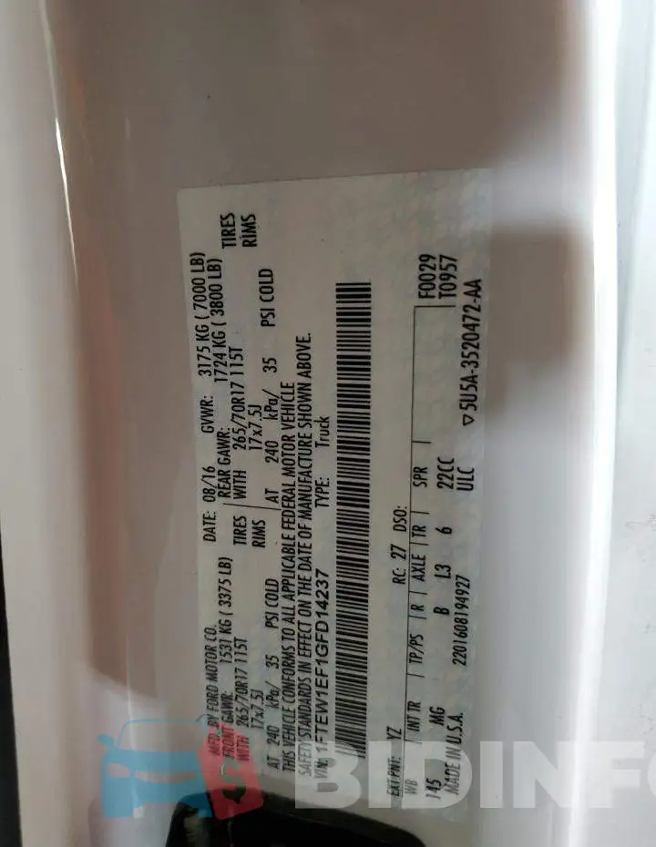 1FTEW1EF1GFD14237 Photo# 13