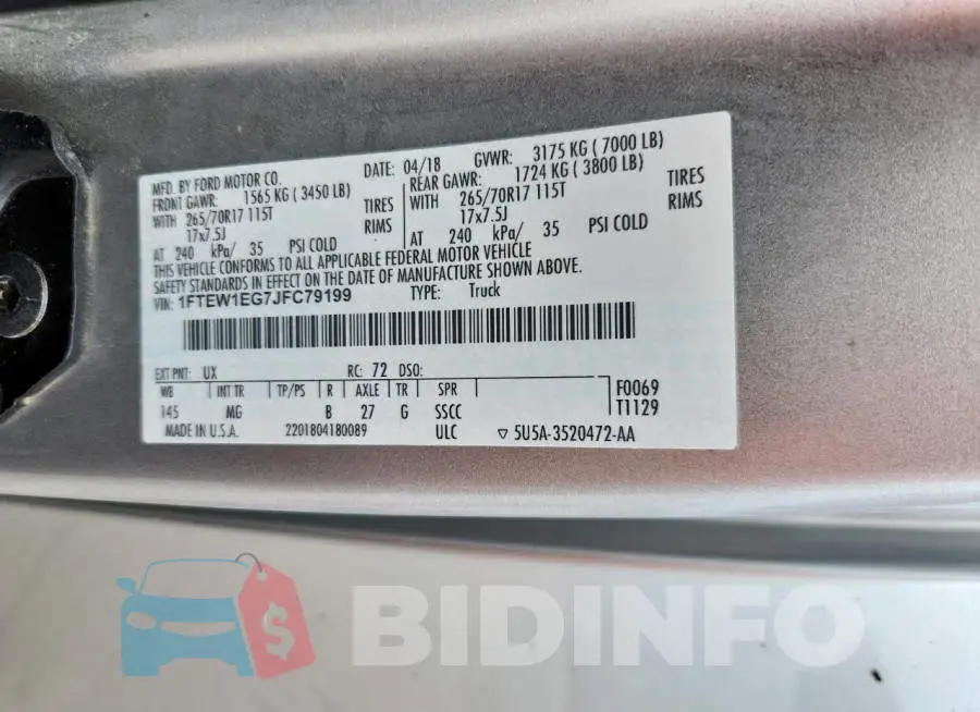 1FTEW1EG7JFC79199 Photo# 13