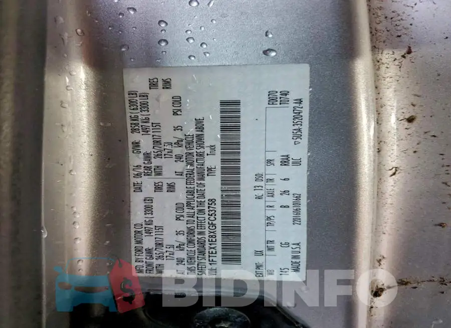 1FTEX1E8XGFC53758 Photo# 12