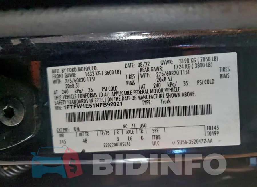 1FTFW1E51NFB92021 Photo# 12