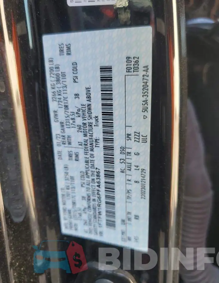 1FTFW1RG6PFA63867 Photo# 12