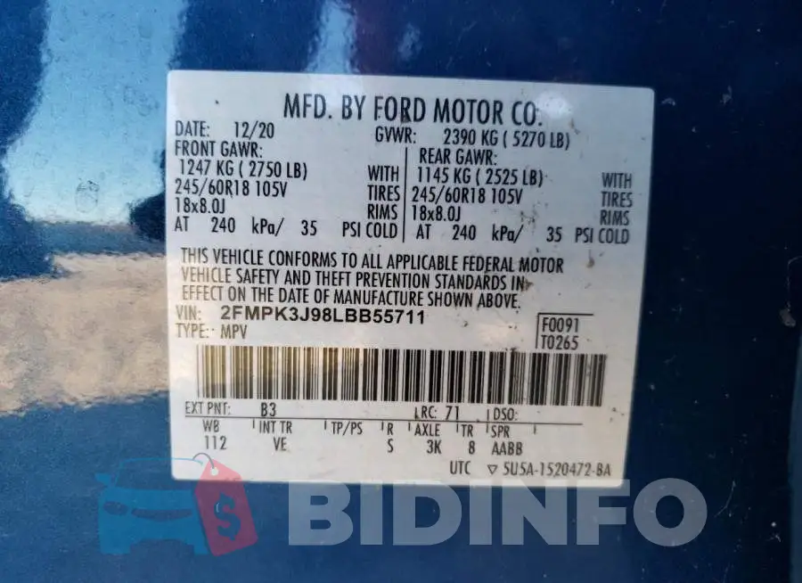 2FMPK3J98LBB55711 Photo# 13
