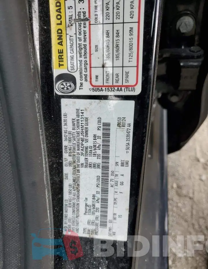 3FADP4EJ5HM113141 Photo# 12