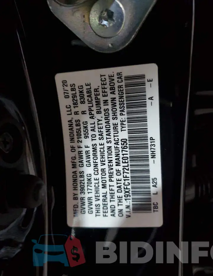 19XFC1F72LE017650 Photo# 12