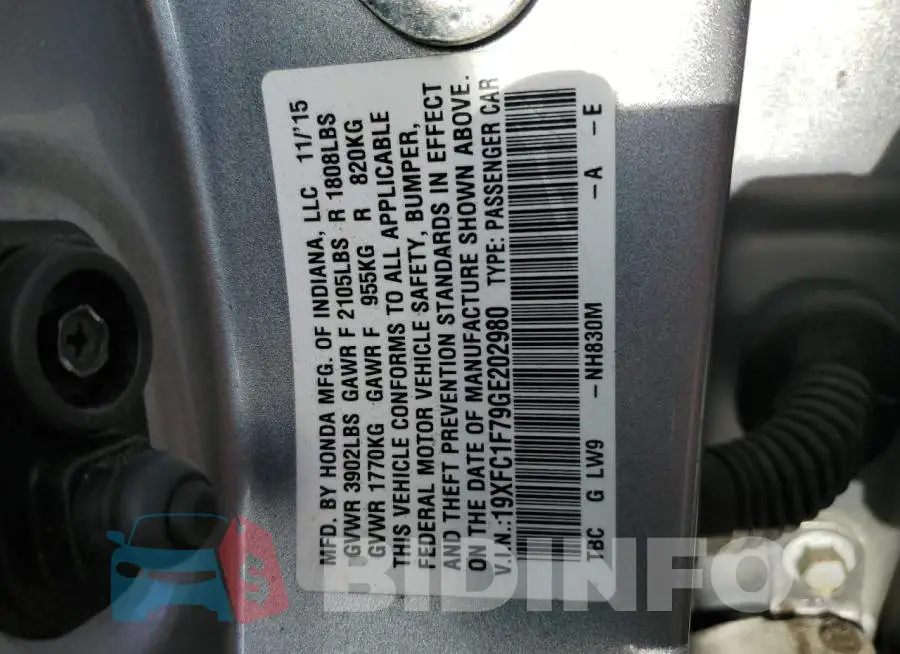 19XFC1F79GE202980 Photo# 12