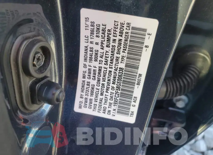 19XFC2F58GE006338 Photo# 12