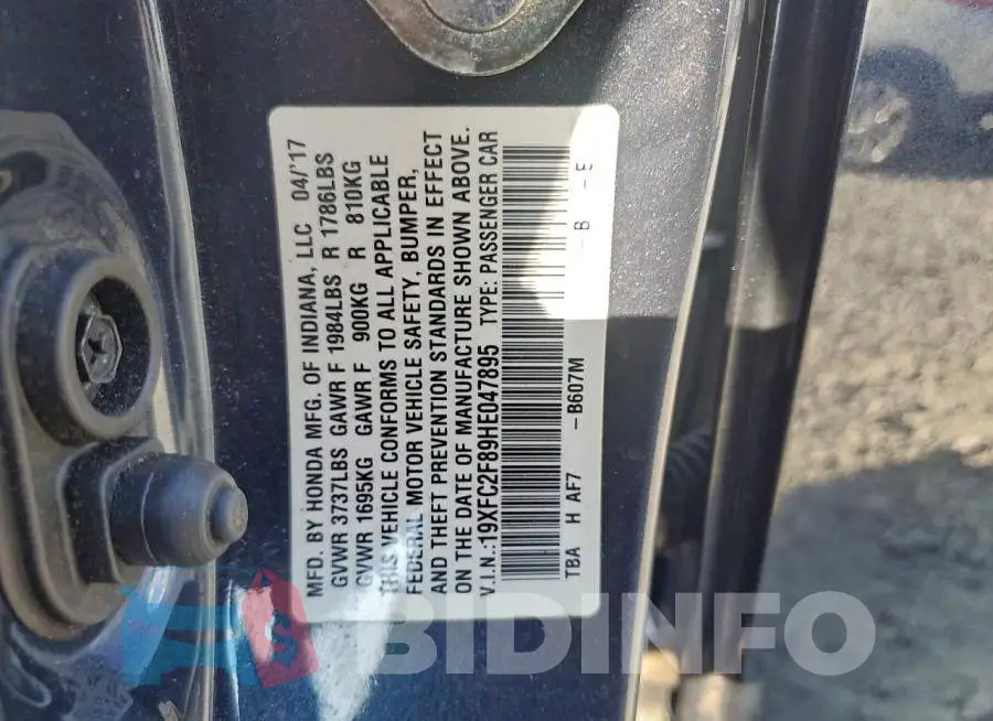 19XFC2F89HE047895 Photo# 13