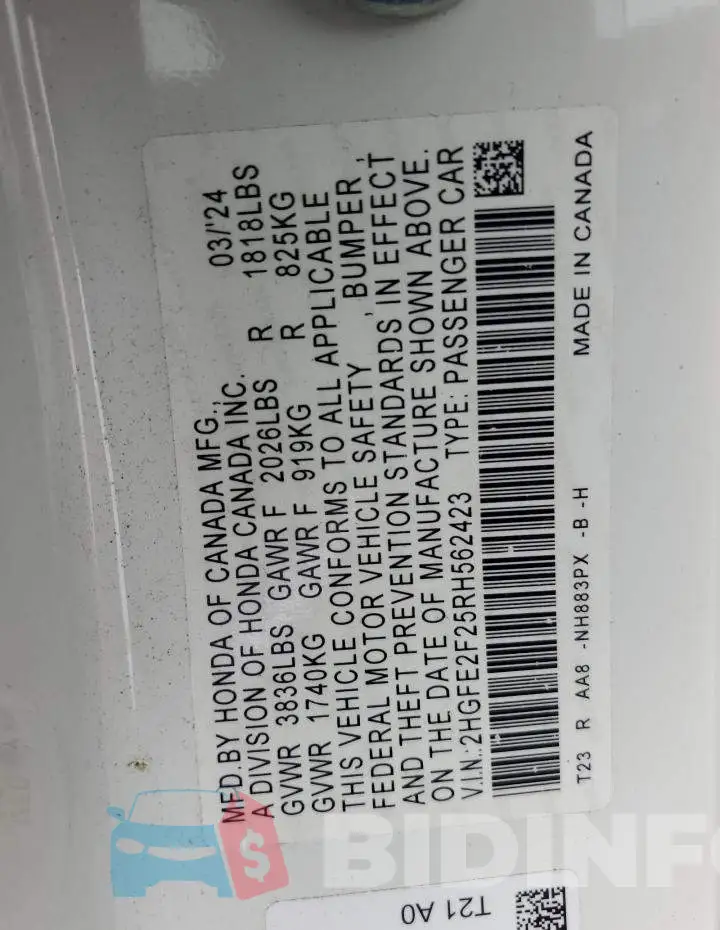 2HGFE2F25RH562423 Photo# 12