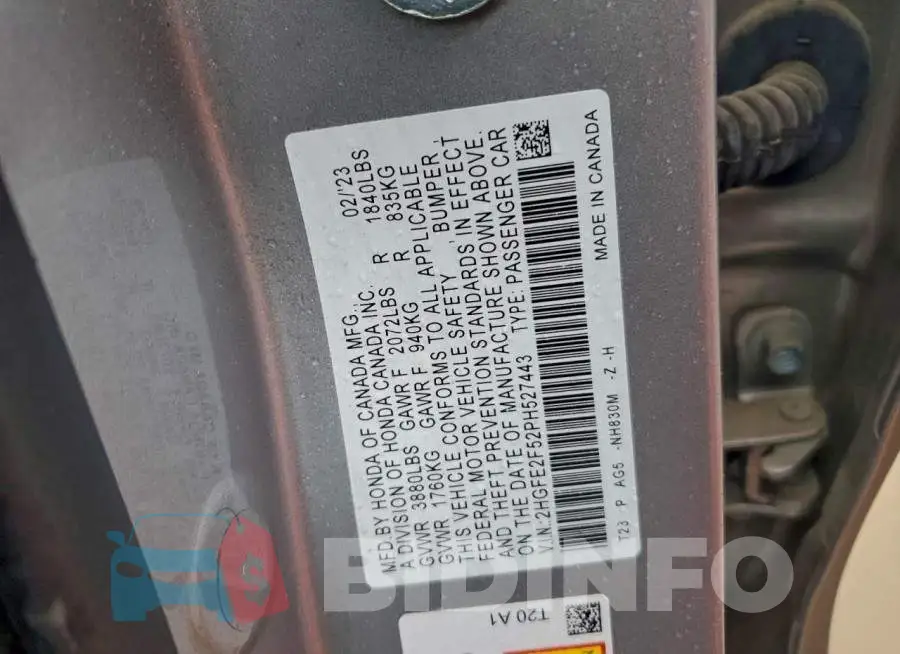 2HGFE2F52PH527443 Photo# 12