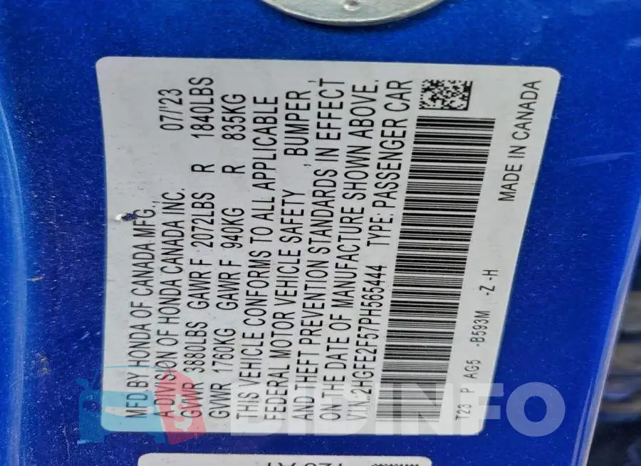 2HGFE2F57PH565444 Photo# 12
