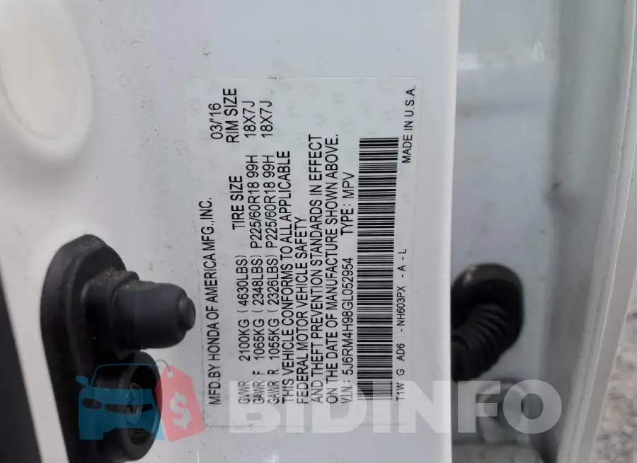 5J6RM4H98GL052954 Photo# 13