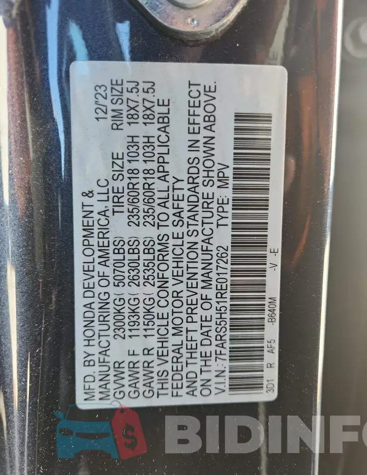 7FARS5H51RE017262 Photo# 13