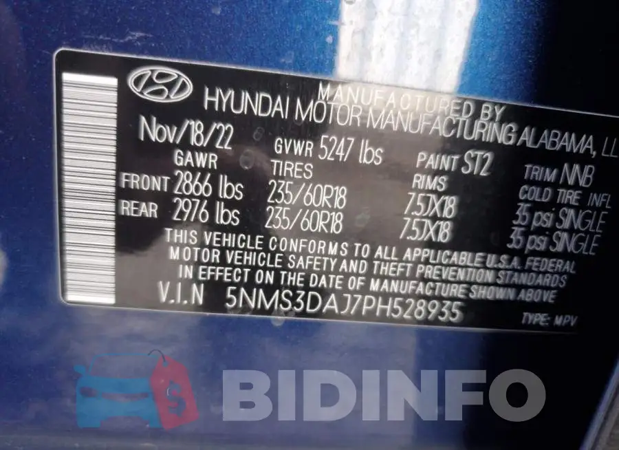 5NMS3DAJ7PH528935 Photo# 14