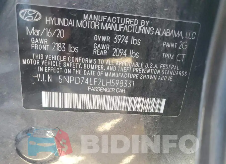 5NPD74LF2LH598331 Photo# 13