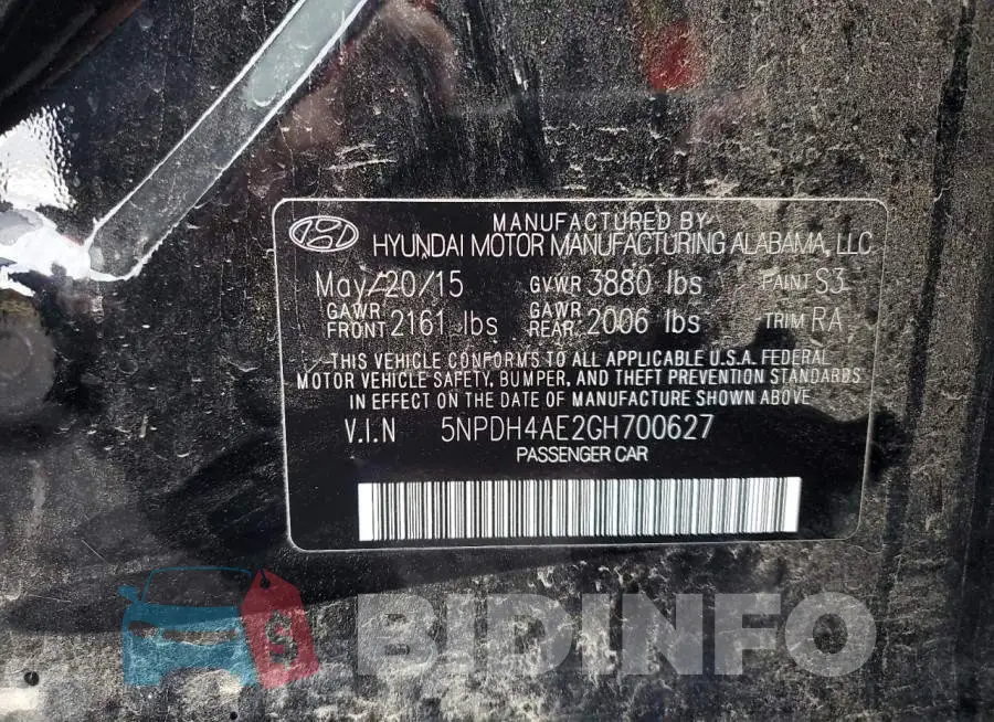 5NPDH4AE2GH700627 Photo# 12