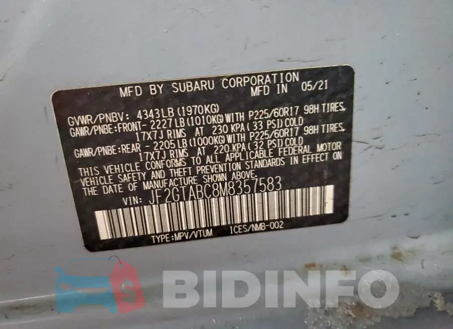 JF2GTABC8M8357583 Photo# 13