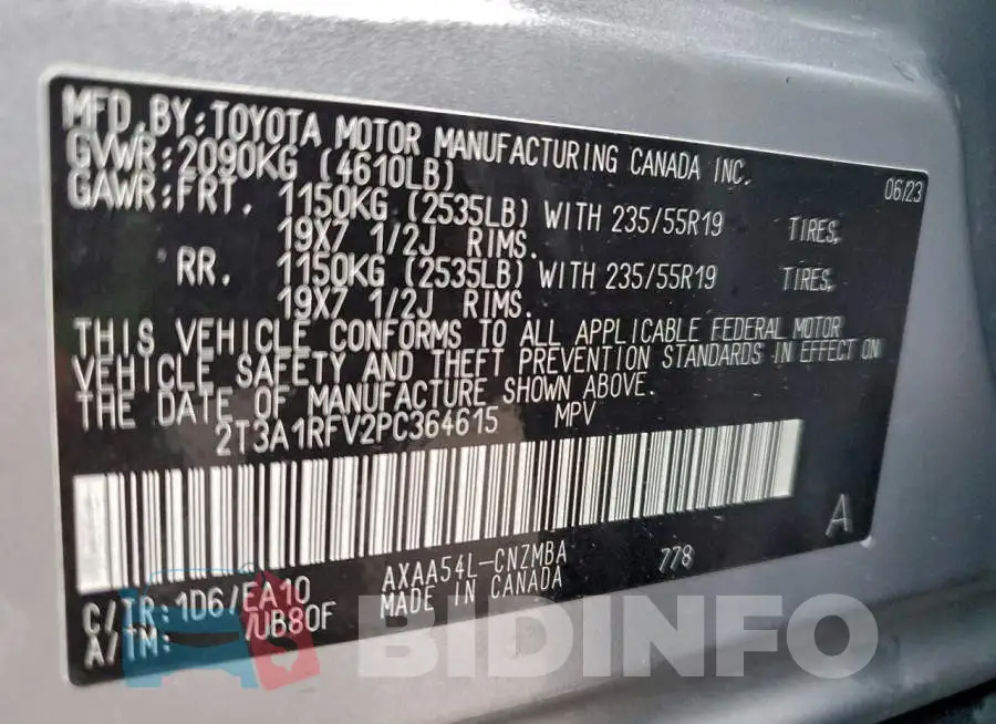 2T3A1RFV2PC364615 Photo# 13