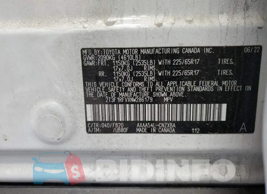 2T3F1RFVXNW286179 Photo# 13