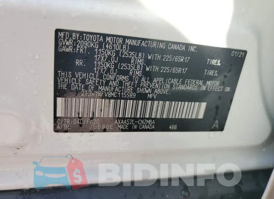 2T3W1RFV8MC115589 Photo# 13