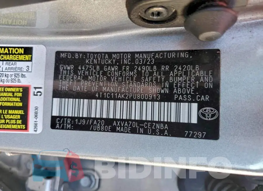 4T1C11AK2PU800913 Photo# 12