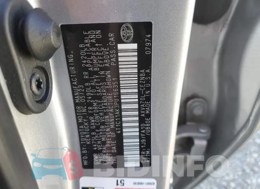 4T1C11AK3PU166351 Photo# 13