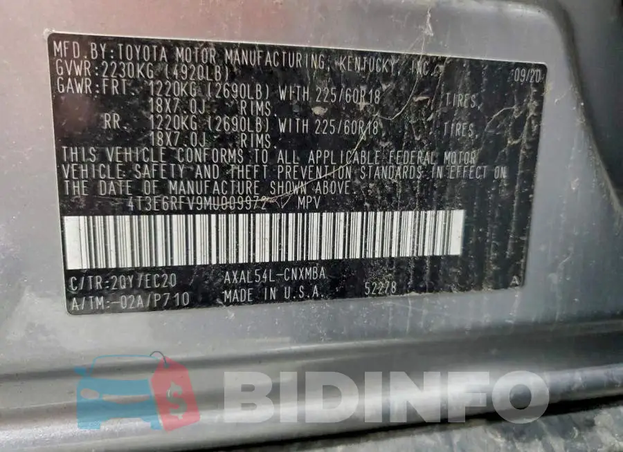4T3E6RFV9MU009972 Photo# 13