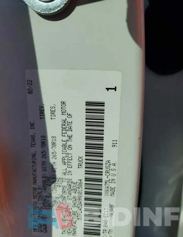5TFLA5DA9NX015864 Photo# 12