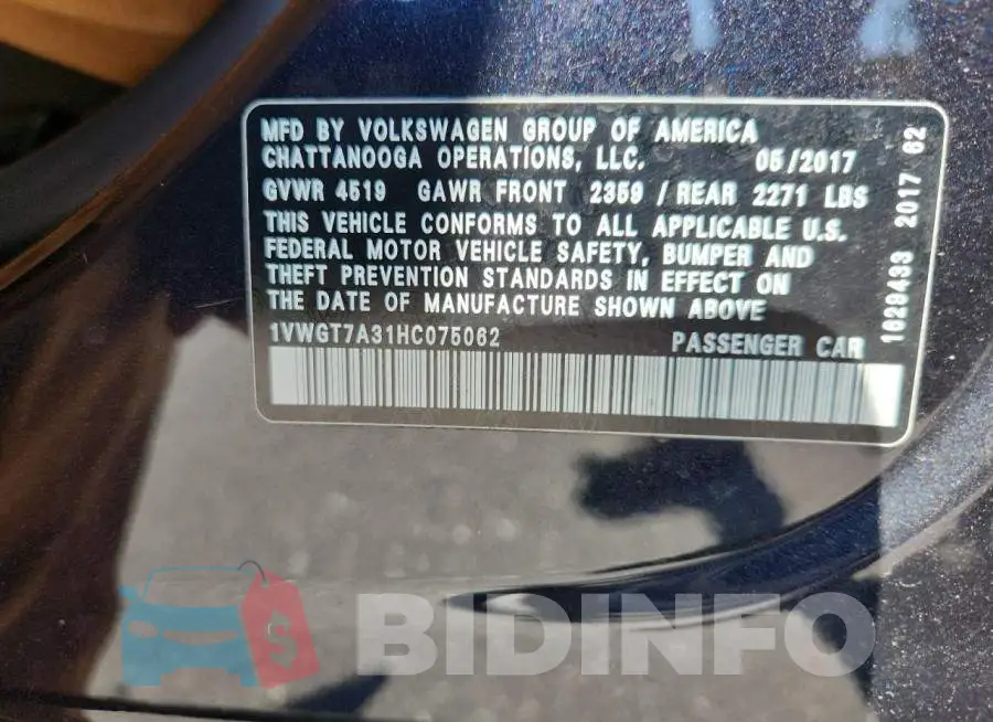 1VWGT7A31HC075062 Photo# 12