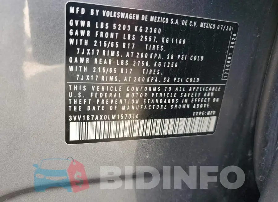 3VV1B7AX0LM157016 Photo# 12
