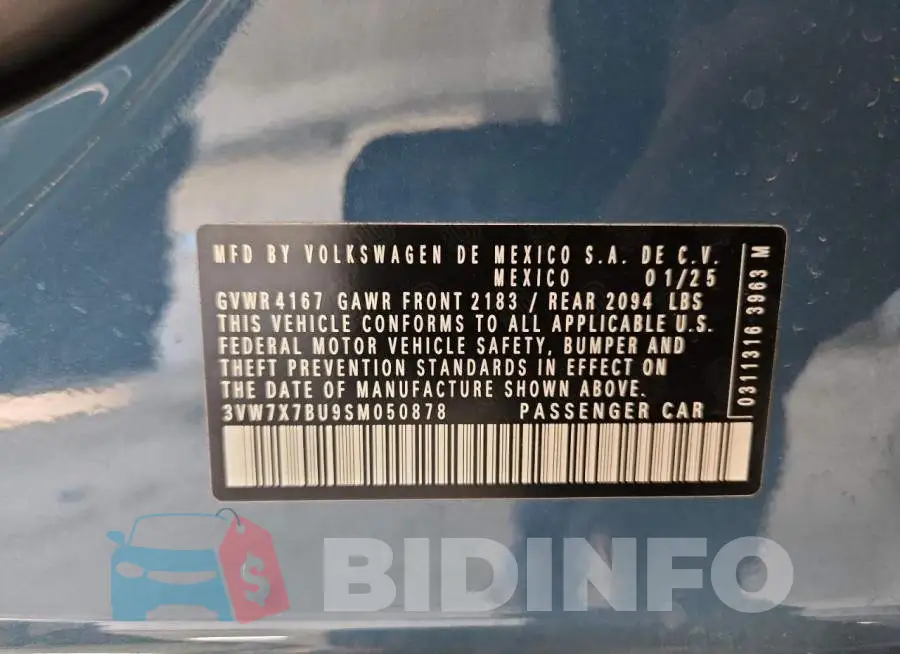3VW7X7BU9SM050878 Photo# 12