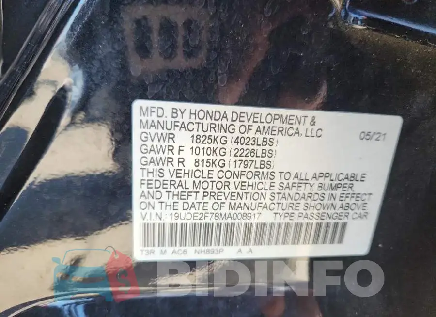 19UDE2F78MA008917 Photo# 13