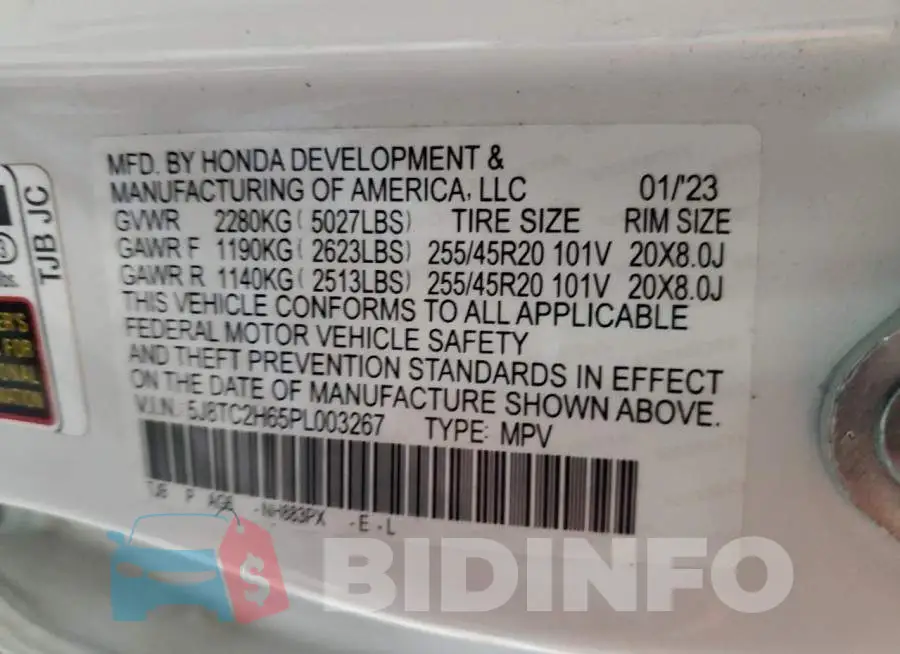 5J8TC2H65PL003267 Photo# 13