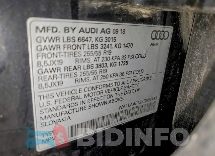 WA1LAAF72KD008143 Photo# 14