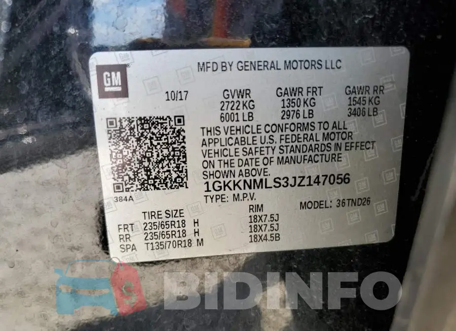 1GKKNMLS3JZ147056 Photo# 13