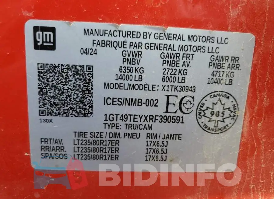 1GT49TEYXRF390591 Photo# 12
