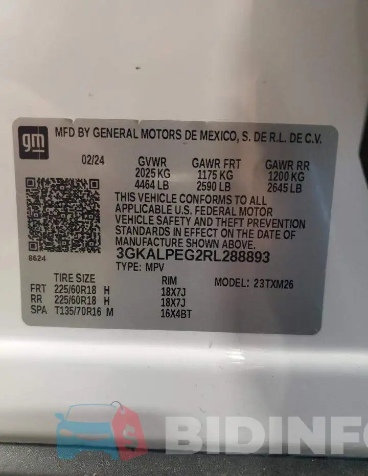 3GKALPEG2RL288893 Photo# 13
