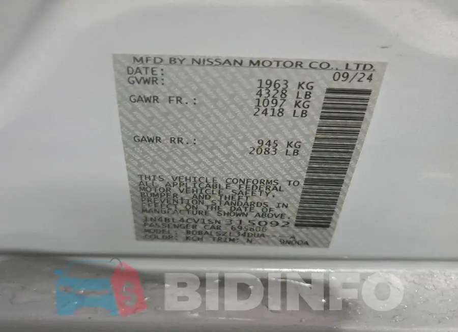 1N4BL4CV1SN315092 Photo# 12